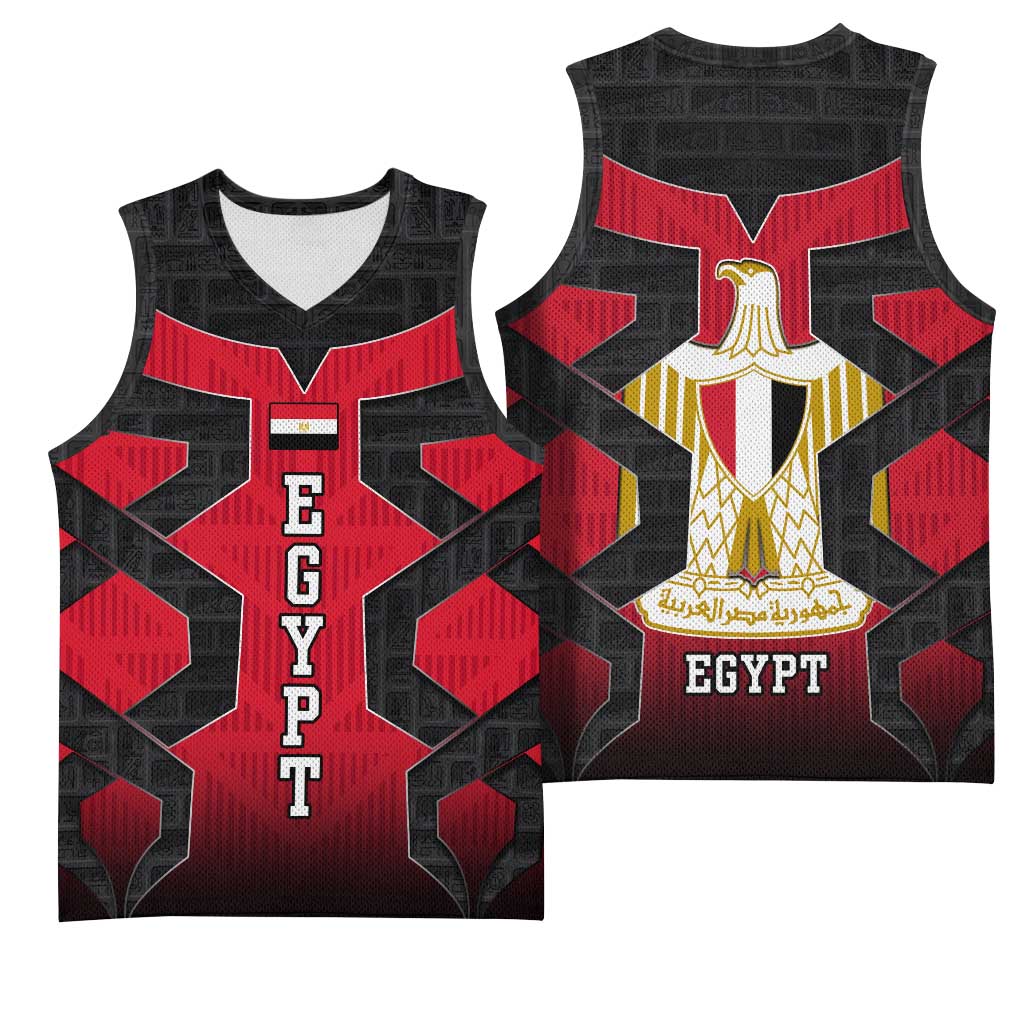 Egypt Flag Emblem Basketball Jersey Red Black Bold Spirit TS04