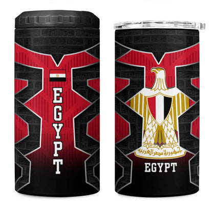 Egypt Flag Emblem 4 in 1 Can Cooler Tumbler Red Black Bold Spirit - African Pride