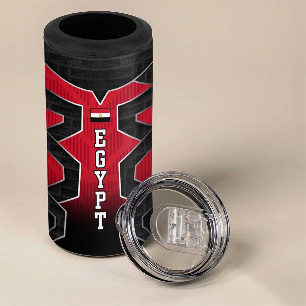 Egypt Flag Emblem 4 in 1 Can Cooler Tumbler Red Black Bold Spirit - African Pride