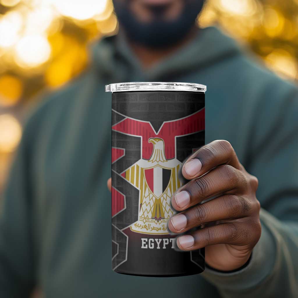 Egypt Flag Emblem 4 in 1 Can Cooler Tumbler Red Black Bold Spirit - African Pride