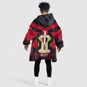 Egypt Flag Emblem Kid Wearable Blanket Hoodie Red Black Bold Spirit - African Pride