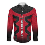 Egypt Flag Emblem Long Sleeve Button Shirt Red Black Bold Spirit - African Pride