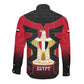 Egypt Flag Emblem Long Sleeve Button Shirt Red Black Bold Spirit - African Pride