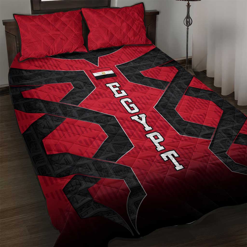 Egypt Flag Emblem Quilt Bed Set Red Black Bold Spirit - African Pride