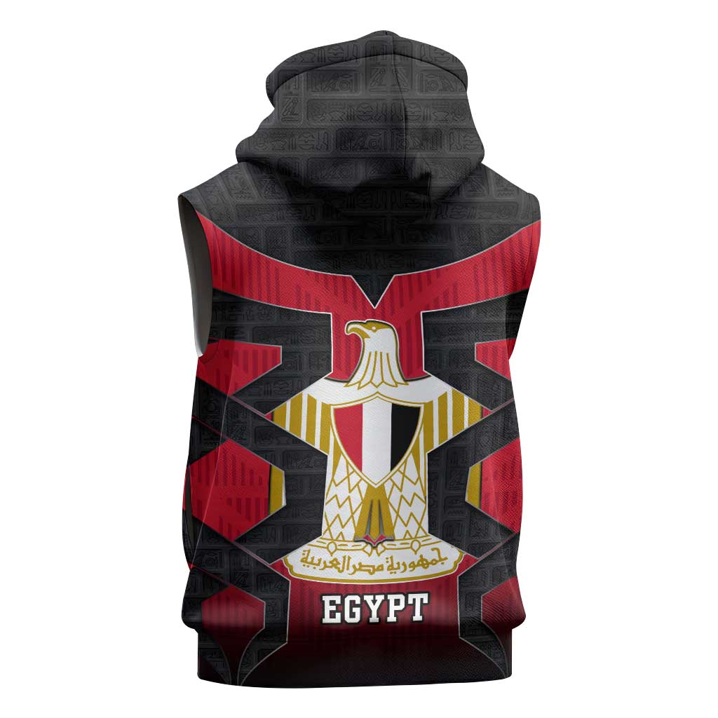 Egypt Flag Emblem Sleeveless Hoodie Red Black Bold Spirit - African Pride
