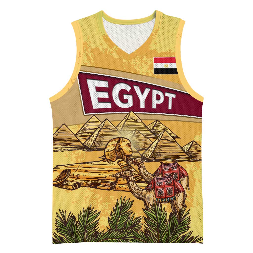 Egyptian Pyramids and Anubis Basketball Jersey Camel Caravan Desert TS04