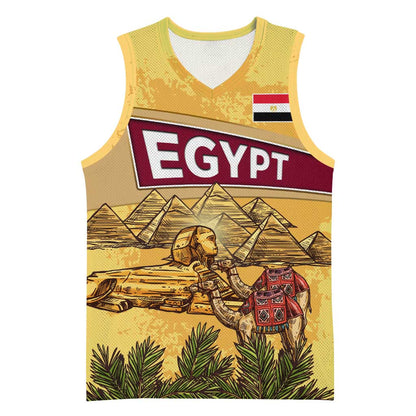 Egyptian Pyramids and Anubis Basketball Jersey Camel Caravan Desert TS04