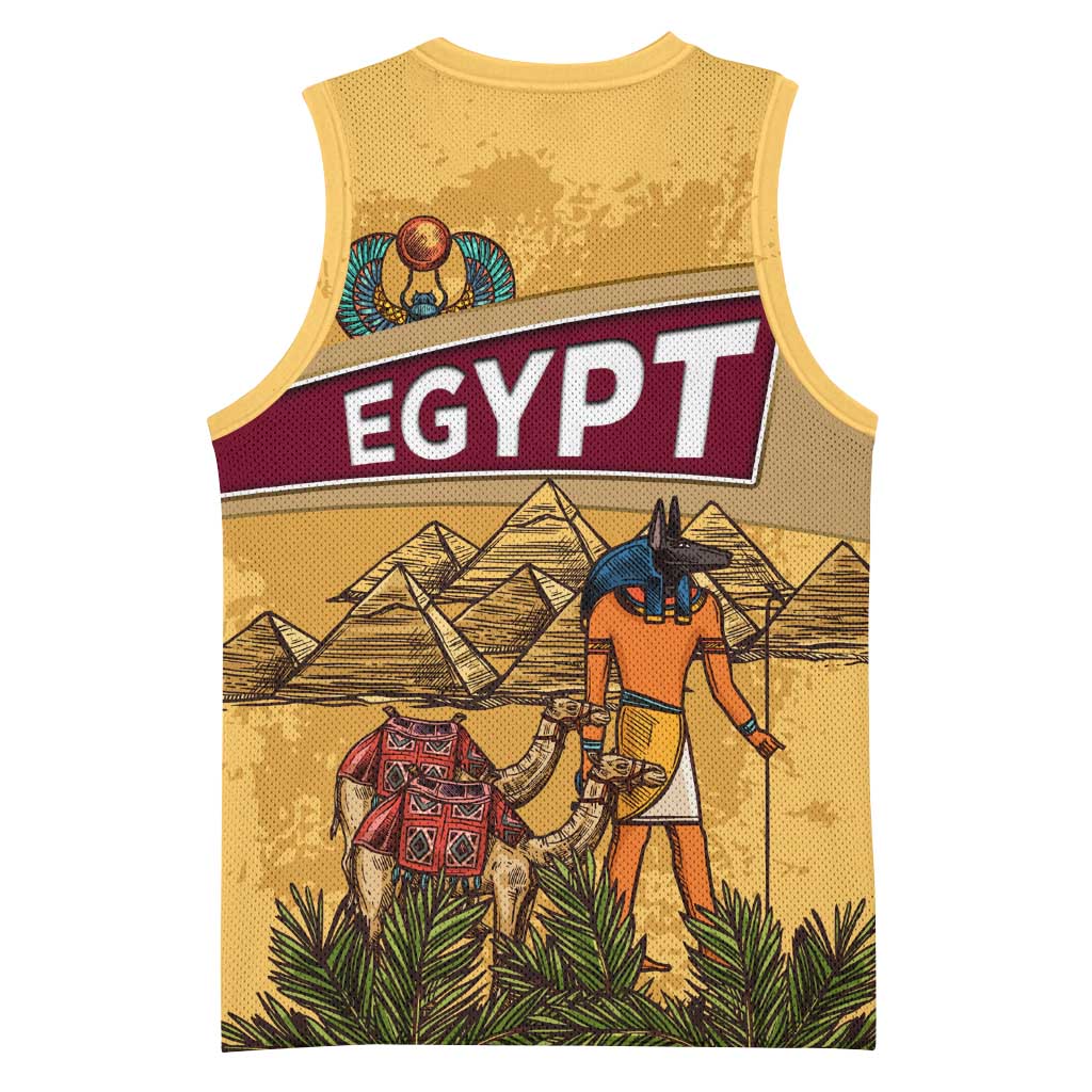 Egyptian Pyramids and Anubis Basketball Jersey Camel Caravan Desert TS04