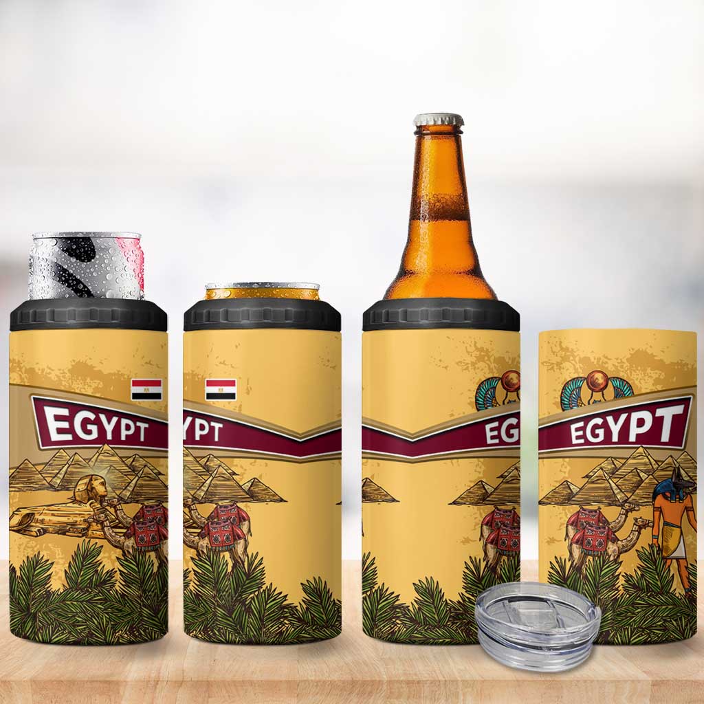 Egyptian Pyramids and Anubis 4 in 1 Can Cooler Tumbler Camel Caravan Desert - African Pride