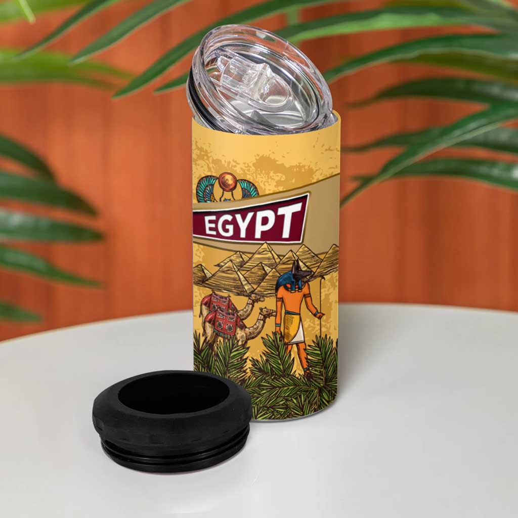 Egyptian Pyramids and Anubis 4 in 1 Can Cooler Tumbler Camel Caravan Desert - African Pride