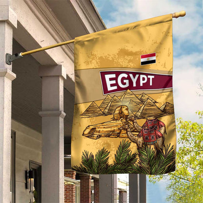 Egyptian Pyramids and Anubis Garden Flag Camel Caravan Desert - African Pride