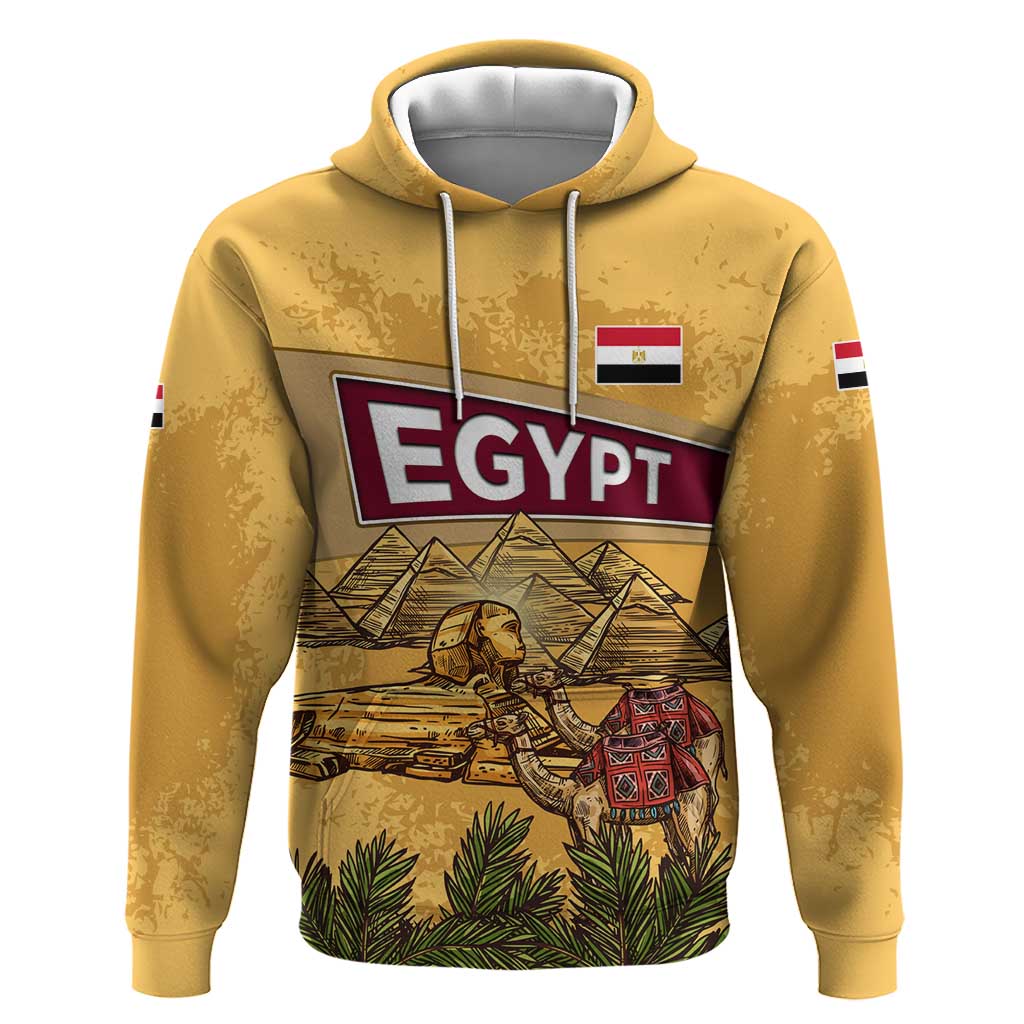 Egyptian Pyramids and Anubis Hoodie Camel Caravan Desert - African Pride