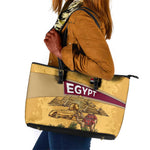 Egyptian Pyramids and Anubis Leather Tote Bag Camel Caravan Desert - African Pride