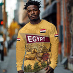 Egyptian Pyramids and Anubis Long Sleeve Shirt Camel Caravan Desert - African Pride