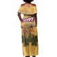 Egyptian Pyramids and Anubis Off Shoulder Maxi Dress Camel Caravan Desert - African Pride