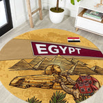Egyptian Pyramids and Anubis Round Carpet Camel Caravan Desert - African Pride