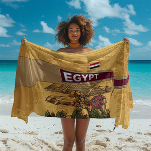 Egyptian Pyramids and Anubis Sarong Camel Caravan Desert - African Pride