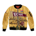 Egyptian Pyramids and Anubis Sleeve Zip Bomber Jacket Camel Caravan Desert - African Pride