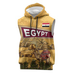 Egyptian Pyramids and Anubis Sleeveless Hoodie Camel Caravan Desert - African Pride