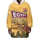Egyptian Pyramids and Anubis Wearable Blanket Hoodie Camel Caravan Desert - African Pride