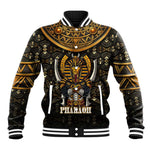 Pharaoh King Tut Egypt Baseball Jacket Hieroglyphic Gold Pattern - African Pride