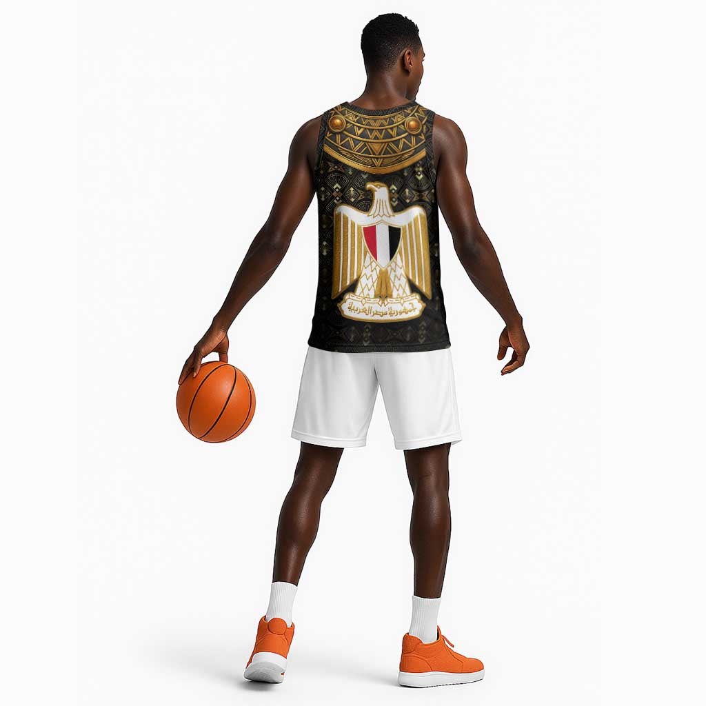 Pharaoh King Tut Egypt Basketball Jersey Hieroglyphic Gold Pattern TS04