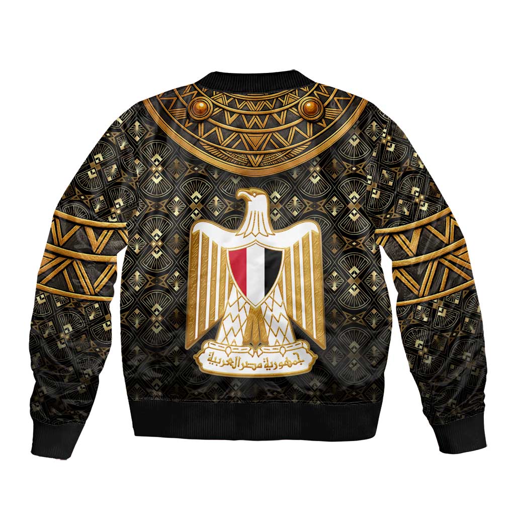 Pharaoh King Tut Egypt Bomber Jacket Hieroglyphic Gold Pattern - African Pride