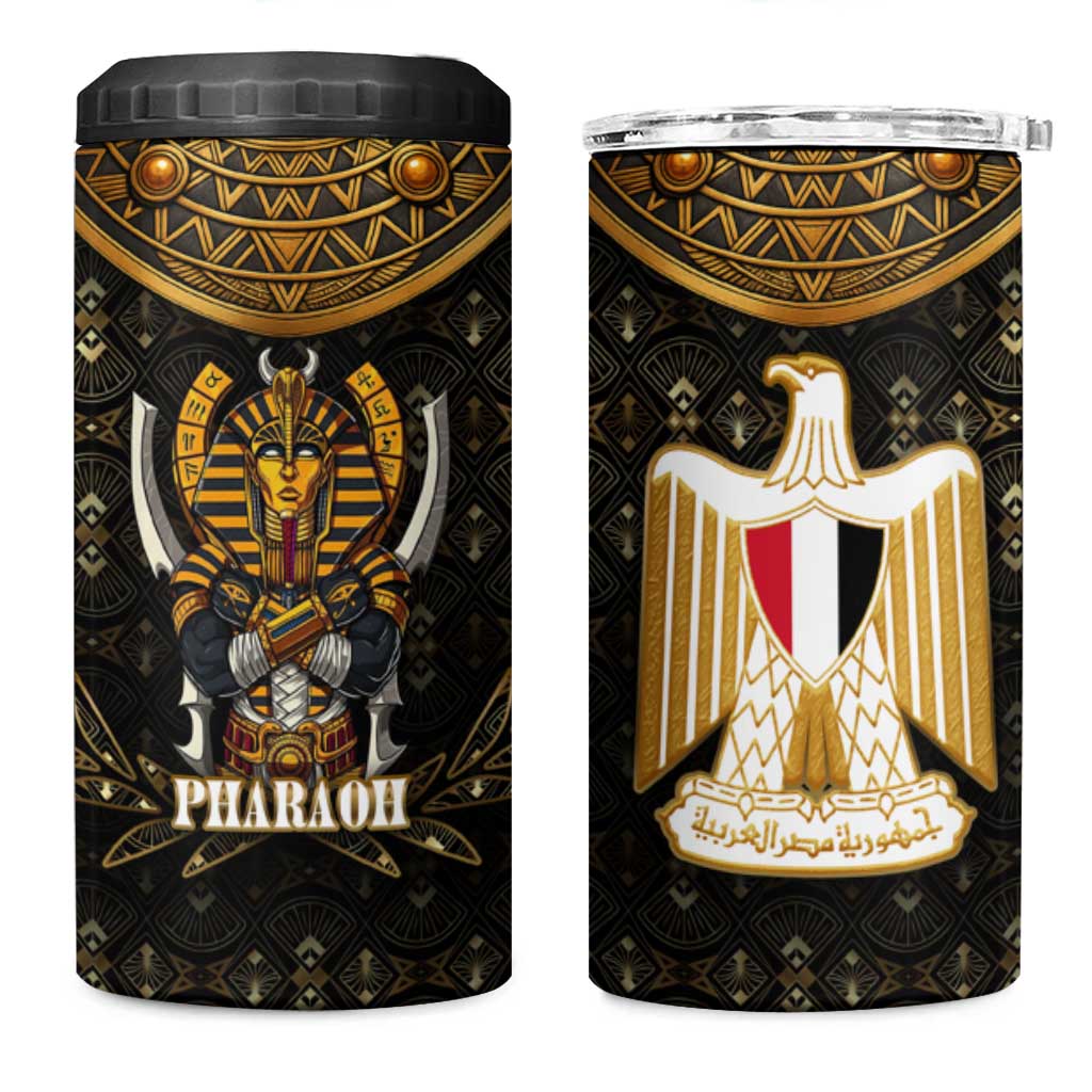 Pharaoh King Tut Egypt 4 in 1 Can Cooler Tumbler Hieroglyphic Gold Pattern - African Pride