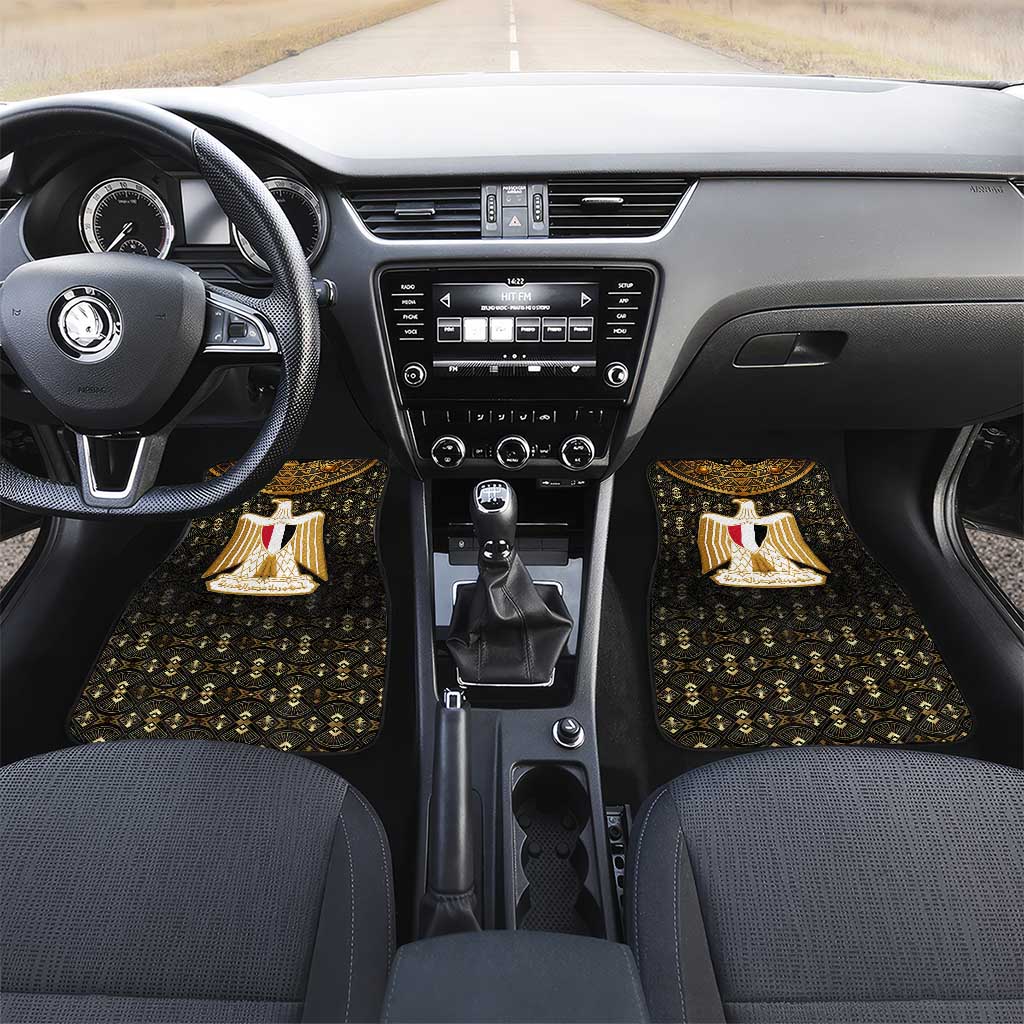 Pharaoh King Tut Egypt Car Mats Hieroglyphic Gold Pattern - African Pride