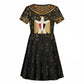 Pharaoh King Tut Egypt Kid Short Sleeve Dress Hieroglyphic Gold Pattern - African Pride