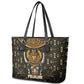 Pharaoh King Tut Egypt Leather Tote Bag Hieroglyphic Gold Pattern - African Pride