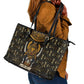 Pharaoh King Tut Egypt Leather Tote Bag Hieroglyphic Gold Pattern - African Pride