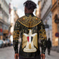Pharaoh King Tut Egypt Long Sleeve Button Shirt Hieroglyphic Gold Pattern - African Pride