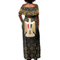 Pharaoh King Tut Egypt Off Shoulder Maxi Dress Hieroglyphic Gold Pattern - African Pride