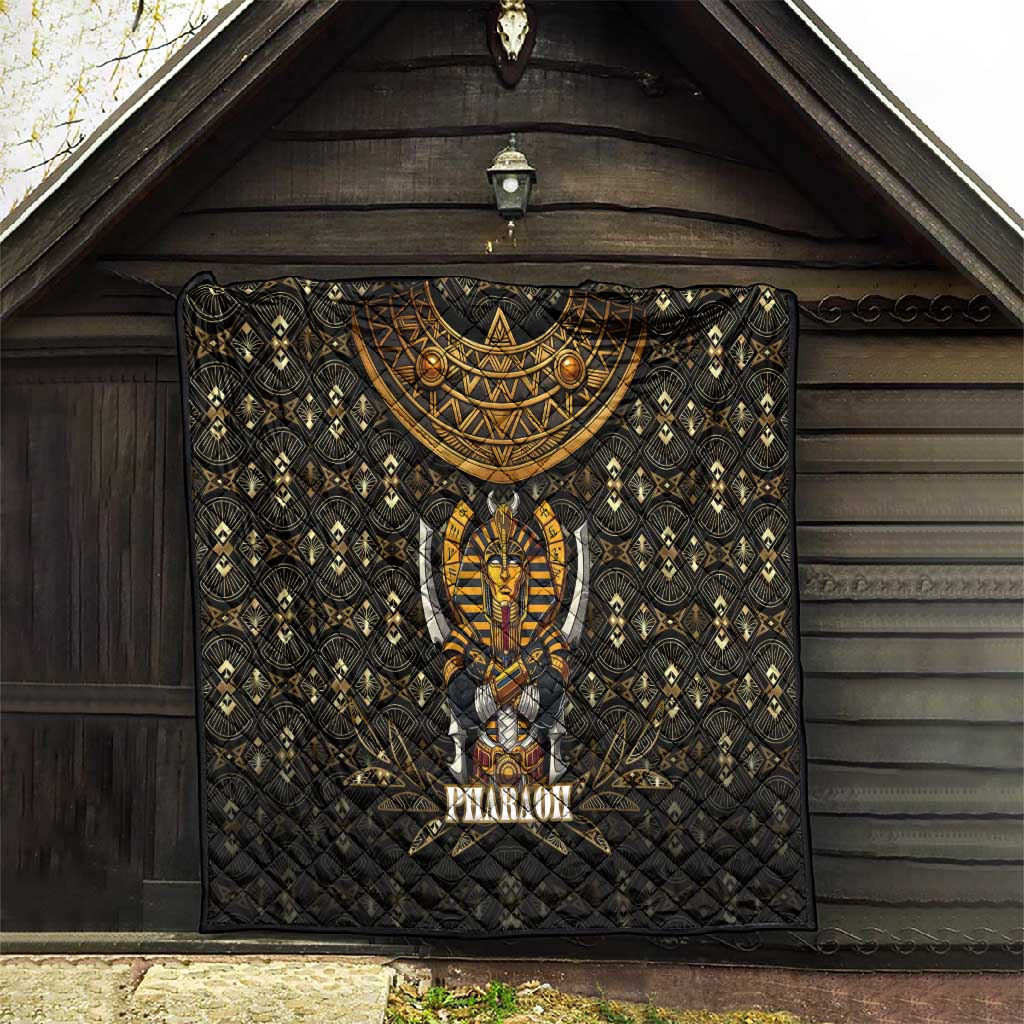 Pharaoh King Tut Egypt Quilt Hieroglyphic Gold Pattern - African Pride