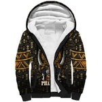 Pharaoh King Tut Egypt Sherpa Hoodie Hieroglyphic Gold Pattern - African Pride