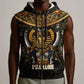 Pharaoh King Tut Egypt Sleeveless Zip Hoodie Hieroglyphic Gold Pattern - African Pride