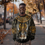 Pharaoh King Tut Egypt Sweatshirt Hieroglyphic Gold Pattern - African Pride