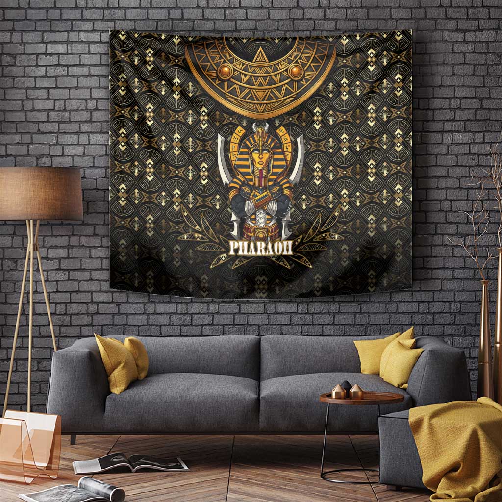 Pharaoh King Tut Egypt Tapestry Hieroglyphic Gold Pattern - African Pride