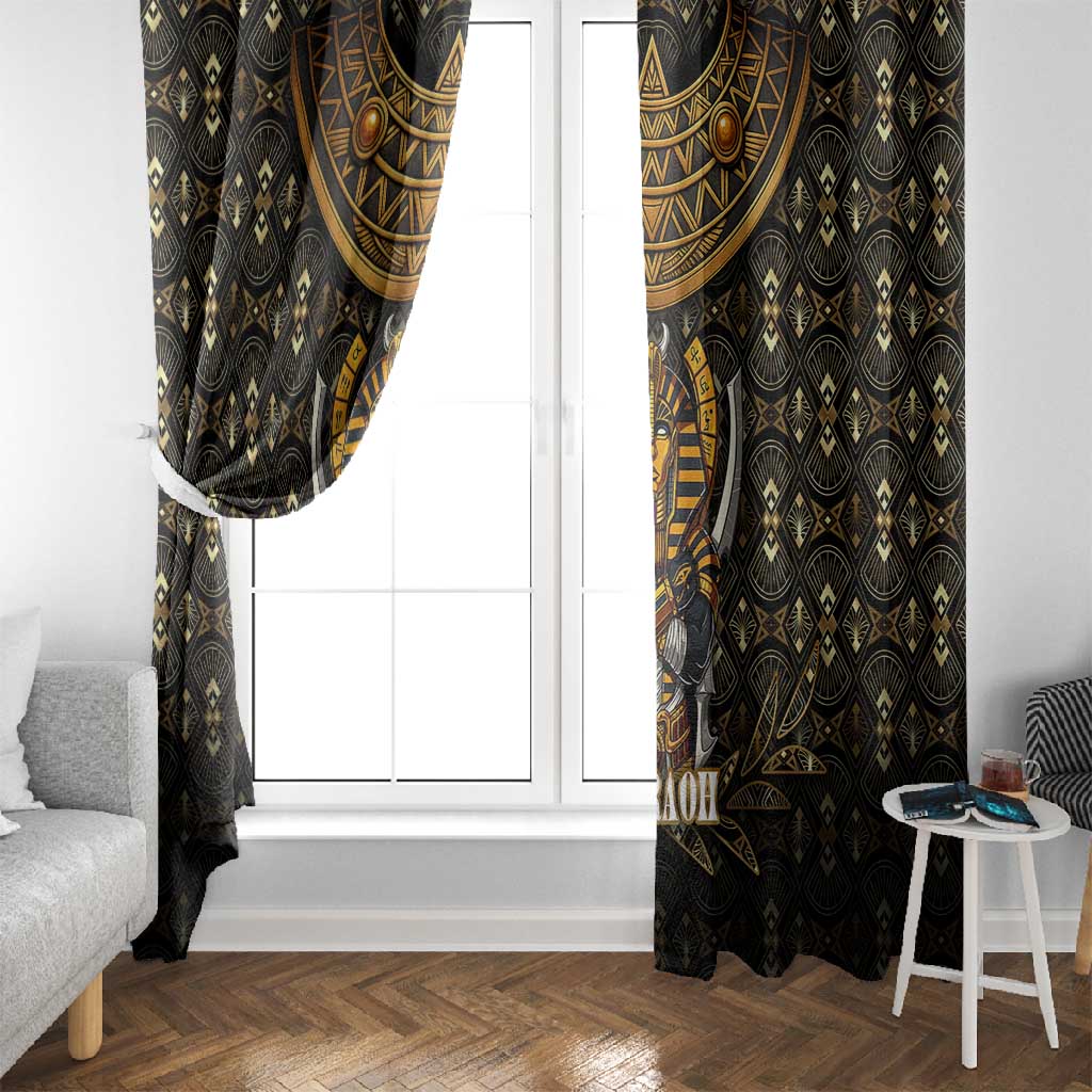 Pharaoh King Tut Egypt Window Curtain Hieroglyphic Gold Pattern - African Pride