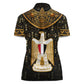 Pharaoh King Tut Egypt Women Polo Shirt Hieroglyphic Gold Pattern - African Pride