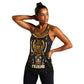 Pharaoh King Tut Egypt Women Racerback Tank Hieroglyphic Gold Pattern - African Pride