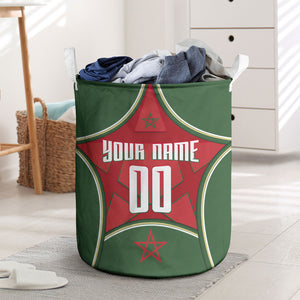 Personalized Morocco Football Atlas Lion Laundry Basket Moroccan Star National Flag