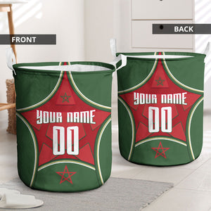 Personalized Morocco Football Atlas Lion Laundry Basket Moroccan Star National Flag