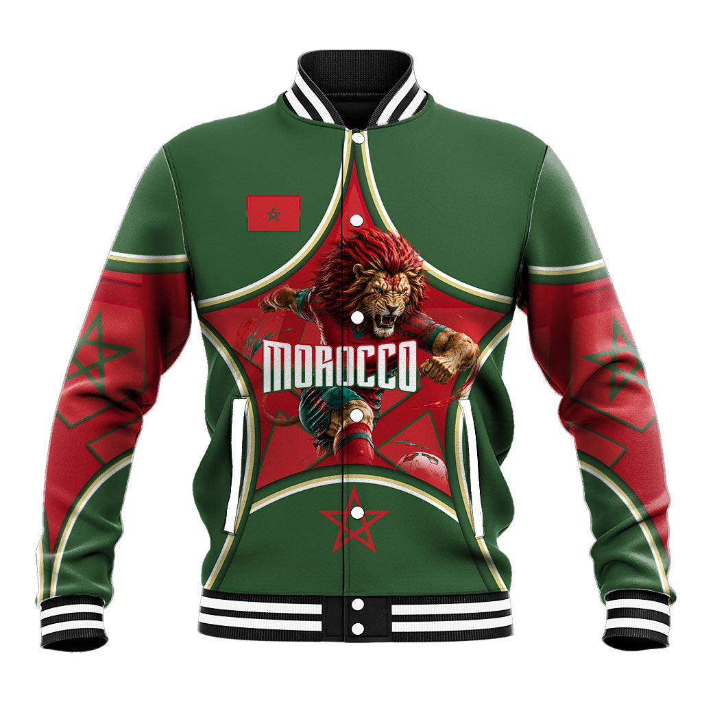 Personalized Morocco Football Atlas Lion Baseball Jacket Moroccan Star National Flag