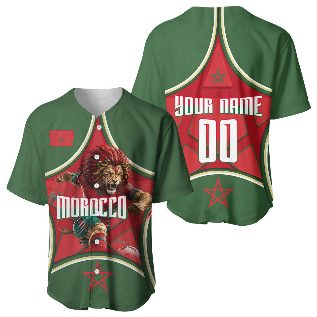 Personalized Morocco Football Atlas Lion Baseball Jersey Moroccan Star National Flag
