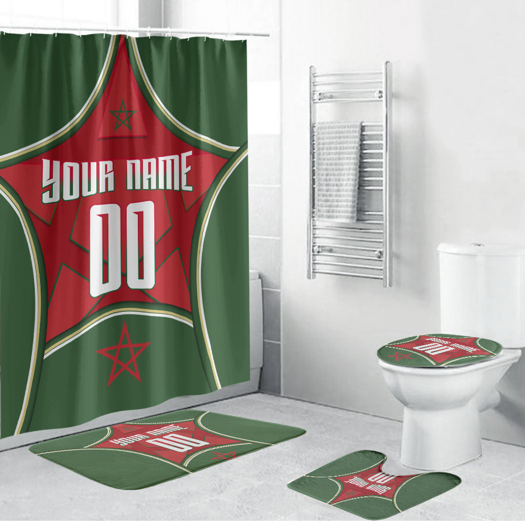 Personalized Morocco Football Atlas Lion Bathroom Set Moroccan Star National Flag