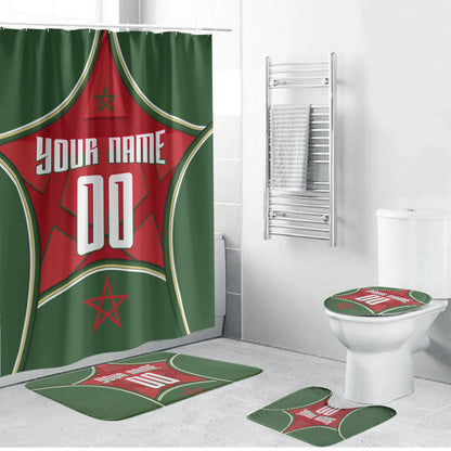 Personalized Morocco Football Atlas Lion Bathroom Set Moroccan Star National Flag