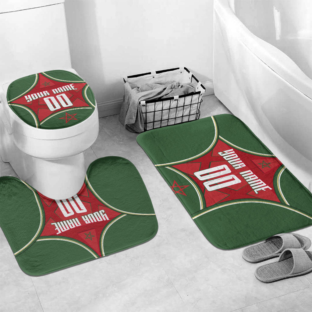 Personalized Morocco Football Atlas Lion Bathroom Set Moroccan Star National Flag