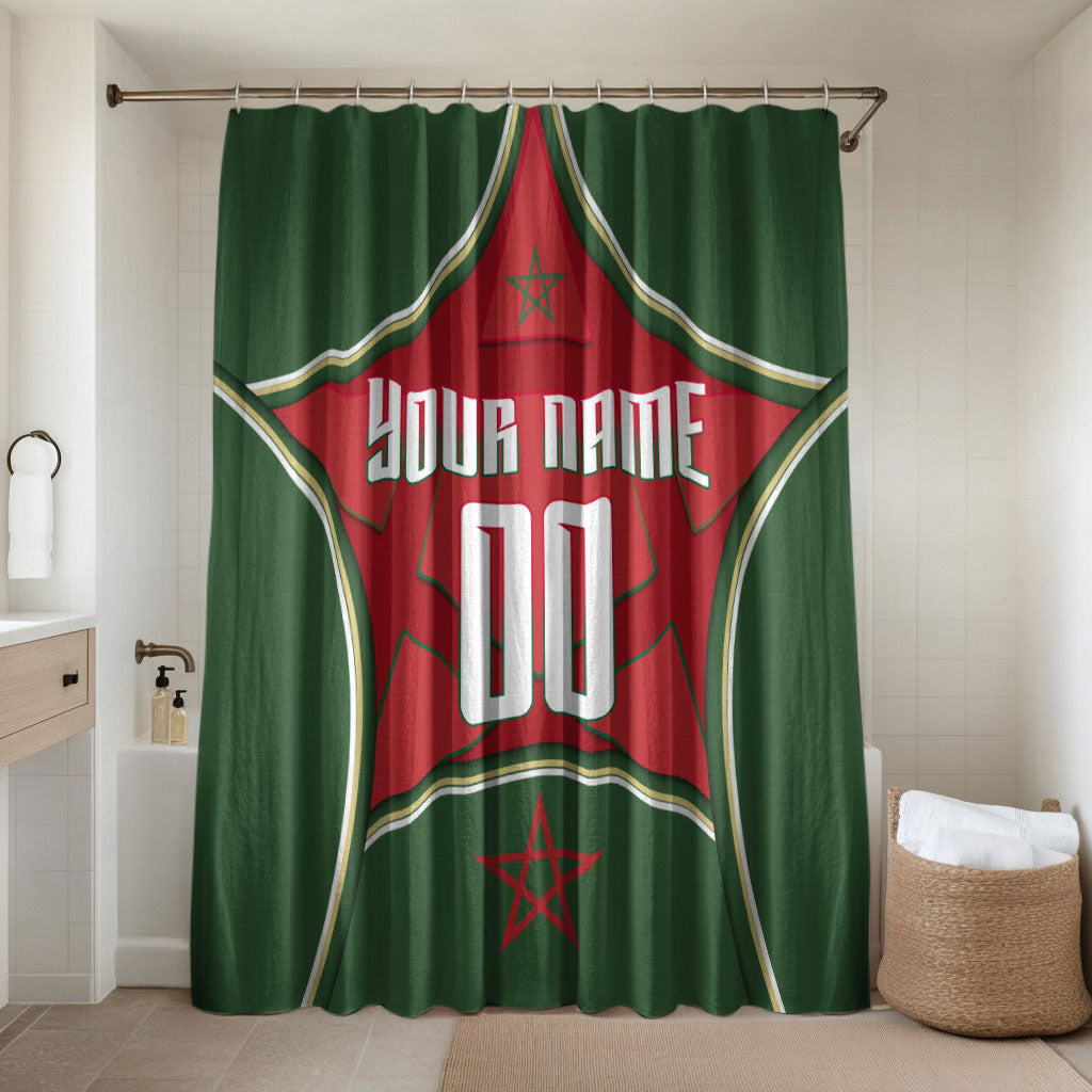 Personalized Morocco Football Atlas Lion Bathroom Set Moroccan Star National Flag